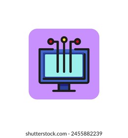 Icon of computer networking. Links, monitor, technology. Cloud storage concept. Can be used for topics like export report, data management, backup