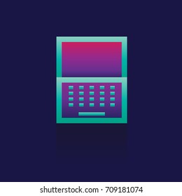 icon computer on blue background. logo. symbol. Technology. vector. illustration