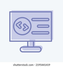 Icon Computer Programming. Suitable For Education Symbol. Two Tone Style. Simple Design Editable. Design Template Vector. Simple Illustration