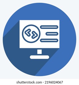 Icon Computer Programming. suitable for education symbol. long shadow style. simple design editable. design template vector. simple illustration