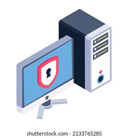 An icon of computer security isometric design 

