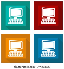 icon computer with shadow different colors. Vector illustrations