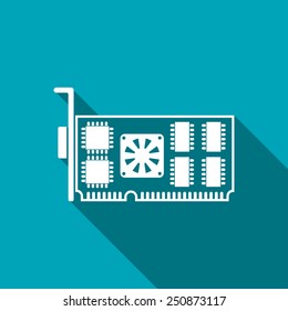 icon of computer video card. Desktop computer parts pictogram. Technology vector illustration