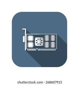 icon of computer video card. Desktop computer parts pictogram. Technology vector illustration