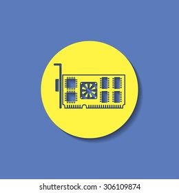 icon of computer video card. Desktop computer parts pictogram. Technology vector illustration