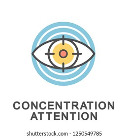 Icon concentration attention. Hold the object in sight. The thin contour lines with color fills.