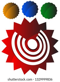 Icon with concentric circles for emitting, rays, signal themes