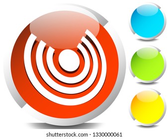 Icon with concentric circles for emitting, rays, signal themes