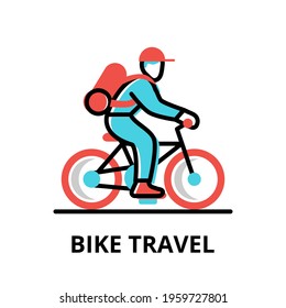 Icon concept of Bike Travel, travel collection, modern flat line design, vector illustration, for graphic and web design