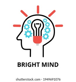 Icon concept of Bright Mind, brain process collection, flat editable line vector illustration, for graphic and web design
