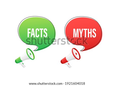 Icon for concept design. Icon with fact vs myths on transparent background for concept design. Vector illustration.