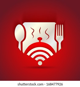 Icon concept for restaurant menu and free WiFi zone