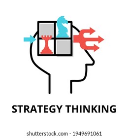Icon concept of Strategy Thinking, brain process collection, flat editable line vector illustration, for graphic and web design