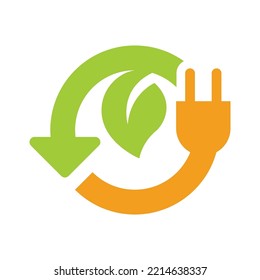 An icon with the concept of sustainable energy development. Visual illustration for electrical energy generated from natural resources, especially from organic plants