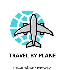 Icon concept of Travel by Plane, travel collection, modern flat line design, vector illustration, for graphic and web design