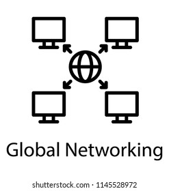 Icon concept of web hosting by global server 