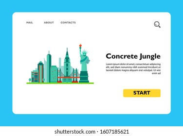 Icon of Concrete Jungle. Skyscraper, traveling, landmark. New York concept. Can be used for topics like tourism, vacation or American city