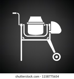 Icon of Concrete mixer. Black background with white. Vector illustration.