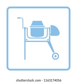 Icon of Concrete mixer. Blue frame design. Vector illustration.