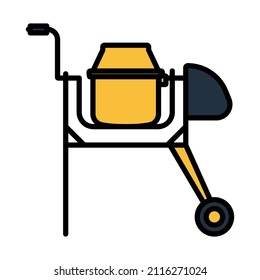 Icon Of Concrete Mixer. Editable Bold Outline With Color Fill Design. Vector Illustration.