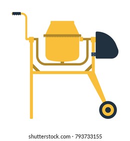 Icon of Concrete mixer. Flat color design. Vector illustration.