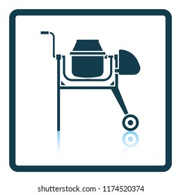 Icon of Concrete mixer. Shadow reflection design. Vector illustration.