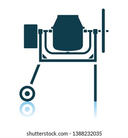 Icon Of Concrete Mixer. Shadow Reflection Design. Vector Illustration.