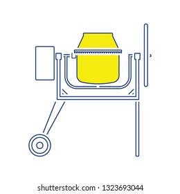 Icono de mezclador de concreto. Diseño delgado de línea. Ilustración vectorial.