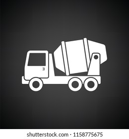 Icon of Concrete mixer truck . Black background with white. Vector illustration.