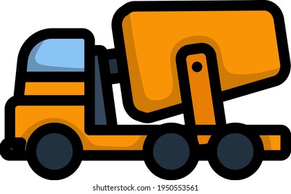 Icon Of Concrete Mixer Truck. Editable Bold Outline With Color Fill Design. Vector Illustration.