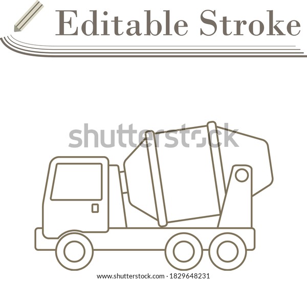 Icon Of Concrete Mixer Truck. Editable\
Stroke Simple Design. Vector\
Illustration.