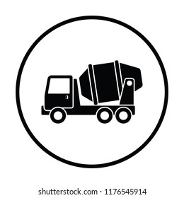 Icon of Concrete mixer truck . Thin circle design. Vector illustration.