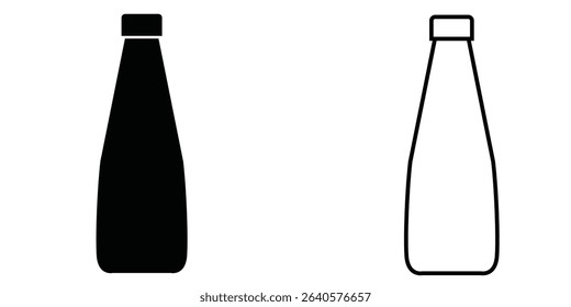 Icon of a condiment bottle in black and white designs showcasing simplicity and modernity in product representation