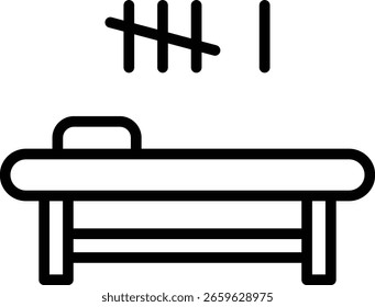 Icon of the condition of being in prison or detention, an iconic method used by prisoners to count the days that have passed during their detention period.