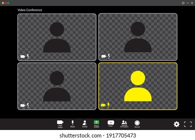Icon with conference for mobile app design. Communication icon symbol. Online business webinar chat. Stock image. EPS 10.