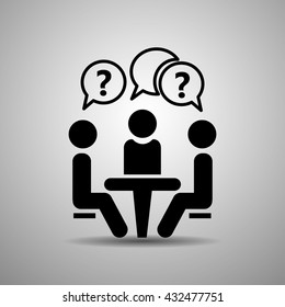 Icon Conference. People sitting around the table talking. Vector illustration