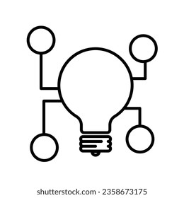 Icon connected from a light bulb to a round symbol.