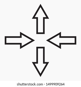 Icon connection arrows movement in different directions on a white background. Easy selection icon. Vector icon.
