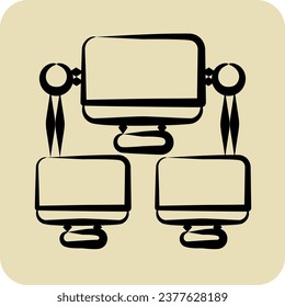 Icon Connection Computer. related to Communication symbol. hand drawn style. simple design editable. simple illustration