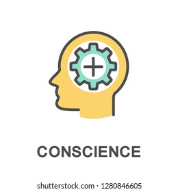 Icon conscience. The person independently develops moral principles and assesses his actions as and negative. The thin contour lines with color fills