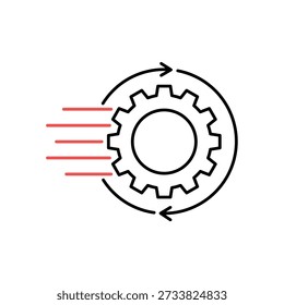 Icon a consistency standard with repeating gear cycle, isolated against a clean background.