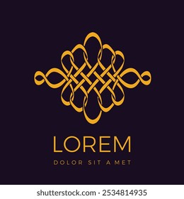 O ícone consiste de elementos que se cruzam para formar uma luxuosa flor dourada