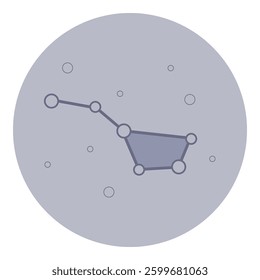 Icon of constellation with dots representing stars against light background. Lines connecting stars, creating abstract view of space