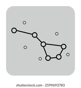 Icon of constellation on grey background, showcasing stars connected by lines to form recognizable shapes in night sky