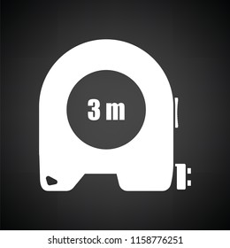 Icon of constriction tape measure. Black background with white. Vector illustration.