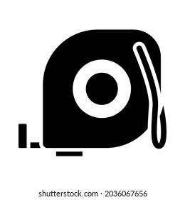 Icon Of Constriction Tape Measure. Black Stencil Design. Vector Illustration.