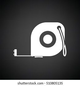 Icon of constriction tape measure. Black background with white. Vector illustration.