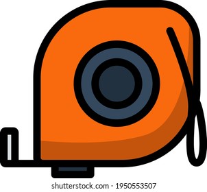 Icon Of Constriction Tape Measure. Editable Bold Outline With Color Fill Design. Vector Illustration.