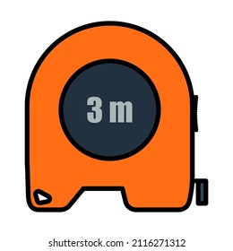 Icon Of Constriction Tape Measure. Editable Bold Outline With Color Fill Design. Vector Illustration.