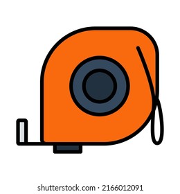 Icon Of Constriction Tape Measure. Editable Bold Outline With Color Fill Design. Vector Illustration.